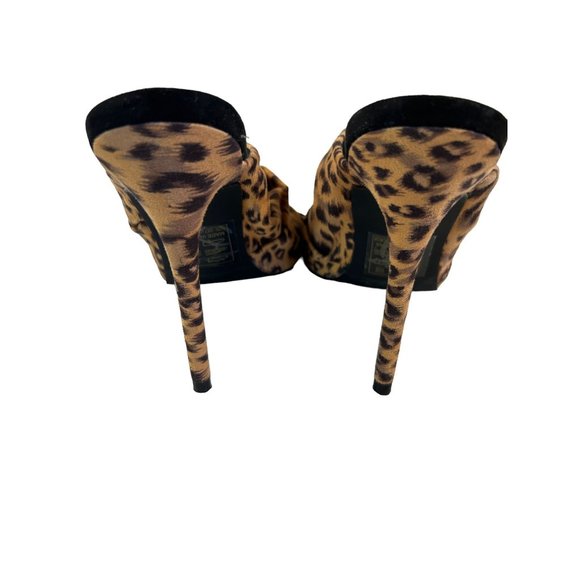 Quipid Shoes Womens Size 7 Leopard Peep Toe Heel Slip On - Picture 10 of 10
